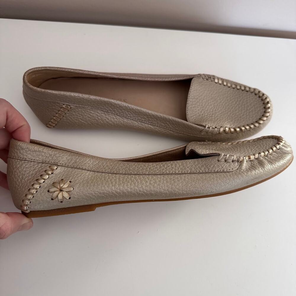 Jack Rogers Women's Mllie Moccasins Platinum Leather Loafers Size 9.5 - Picture 4 of 8